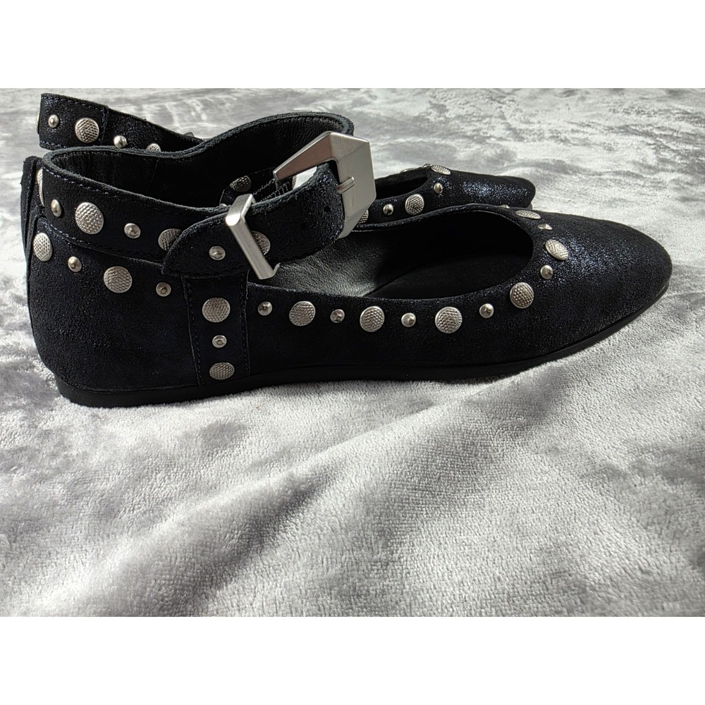 Free People Black Studded Ankle-Strap Flats - Picture 3 of 8